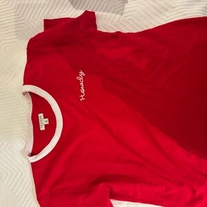 Tecovas Red and White Short Sleeve Tee - embroidered howdy